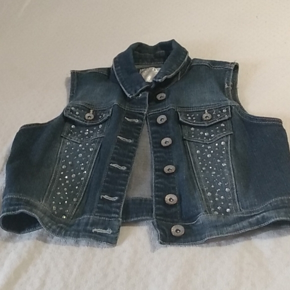 Girls Justice Rhinestone Denim Vest 